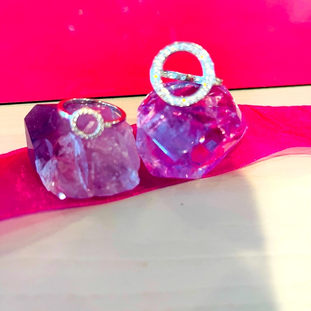 Duo cz pave circle rings. Sterling silver New in box⭐️⭐️ - Picture 3 of 5